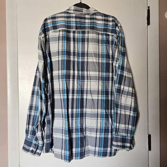 Columbia cotton plaid blue long-sleeve button-down camping outdoors shirt Sz XXL - Picture 6 of 9